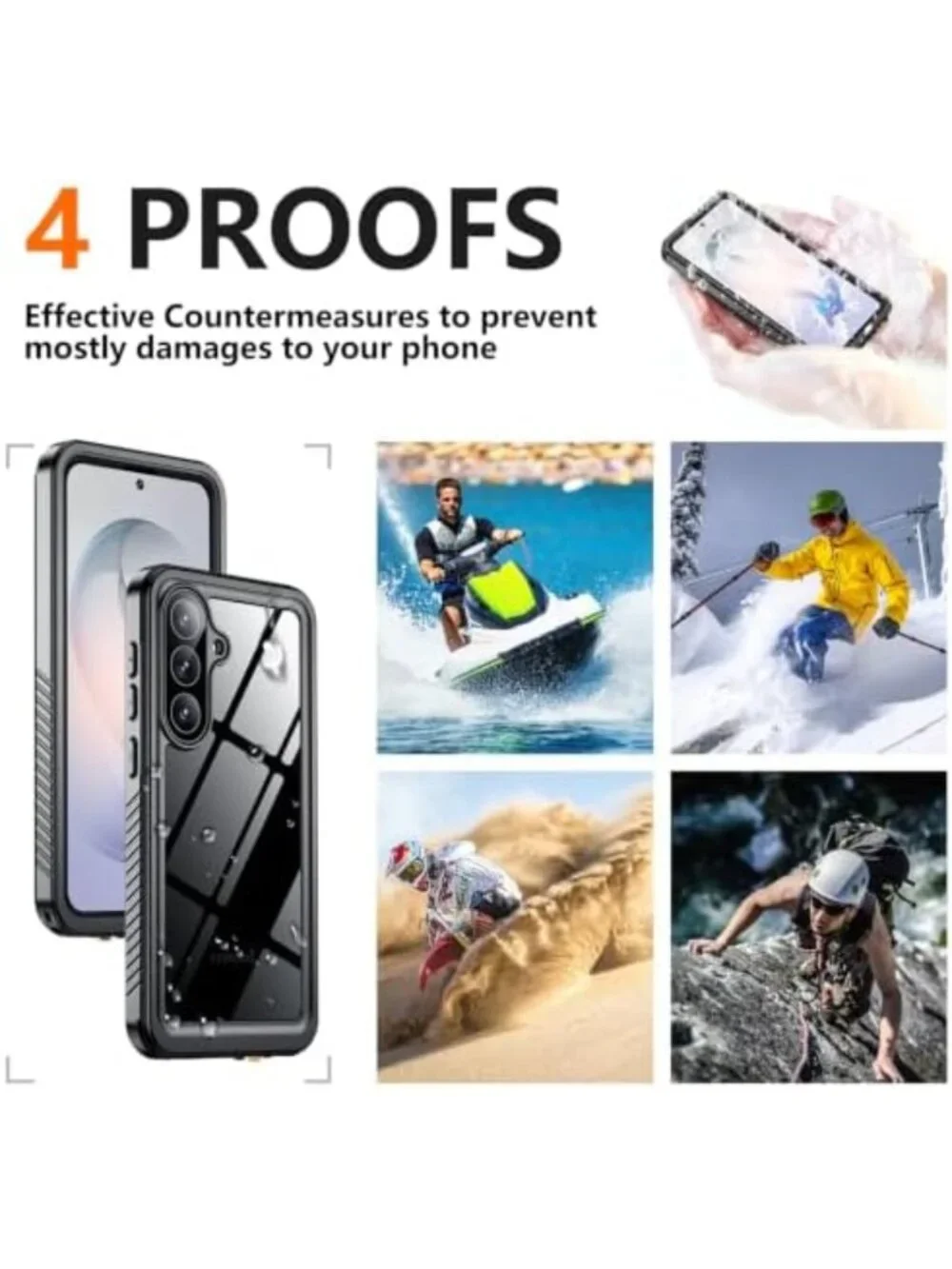 Waterproof Case for Samsung Galaxy S26 Plus - Black/Clear, Shockproof & Durable